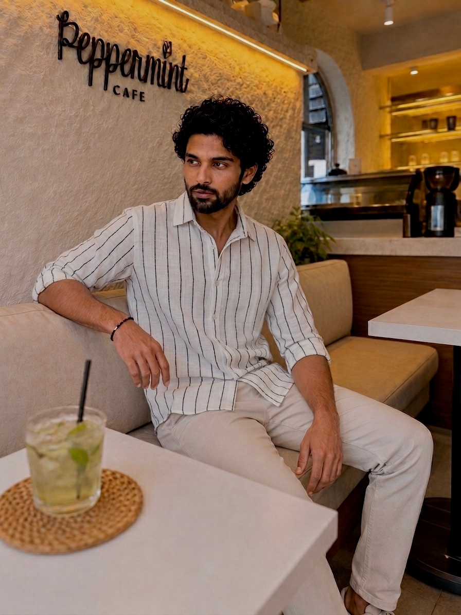 Men's Pinstripe Linen Shirt
